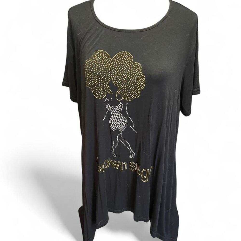 Brown sugar black rhinestone tee shirt